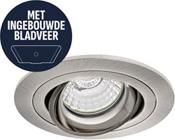 Pragmalux Inbouwspot met bladveren Alpha Rond Kantelbaar nikkel - Incl. GU10 Fitting