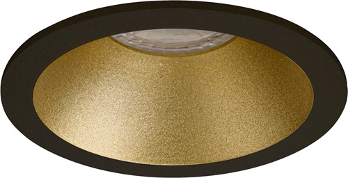 Pragmalux Inbouwspot met bladveren Apollo Rond Verdiept zwart RAL9004/goud RAL1003 - Incl. GU10 Fitting