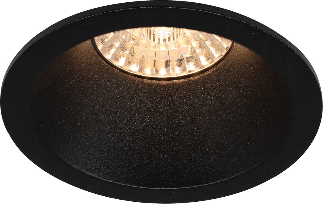 Pragmalux indbygget spotlight med bladfjedre Apollo Round Recessed sort RAL9004 - inkl. GU10 Fitting