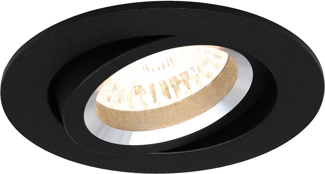 Pragmalux indbygget spotlight med bladfjedre Aura Round Tiltable sort RAL9004 - inkl. GU10 Fitting
