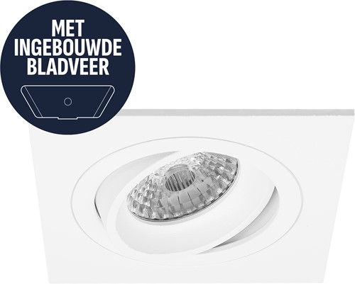 Pragmalux Inbouwspot met bladveren Boxy Vierkant Kantelbaar wit RAL9003 - Incl. GU10 Fitting
