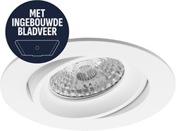 Pragmalux Inbouwspot met bladveren Delta Rond Kantelbaar wit RAL9003 - Incl. GU10 Fitting