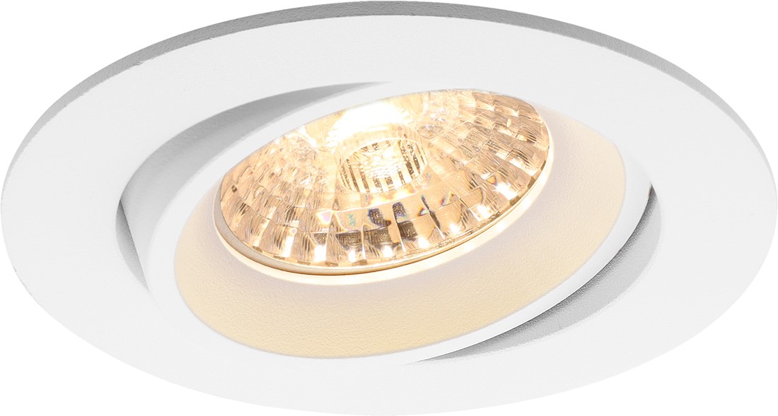Pragmalux indbygget spotlight med bladfjedre Delta Round Tiltable hvid RAL9003 - inkl. GU10 Fitting