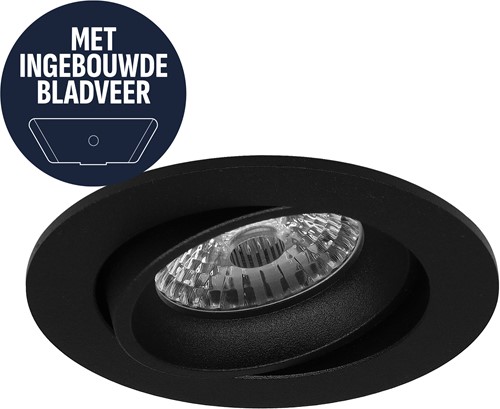 Pragmalux Inbouwspot met bladveren Delta Rond Kantelbaar zwart RAL9004 - Incl. GU10 Fitting