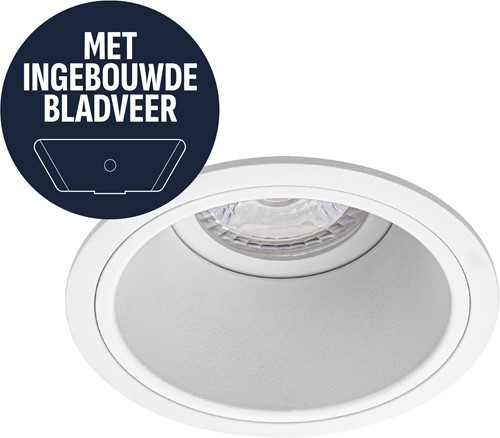 Pragmalux Inbouwspot met bladveren Mido Rond wit RAL9003 - Incl. GU10 Fitting