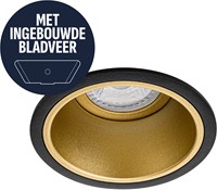 Pragmalux Inbouwspot met bladveren Mido Rond zwart RAL9004/goud RAL1003 - Incl. GU10 Fitting