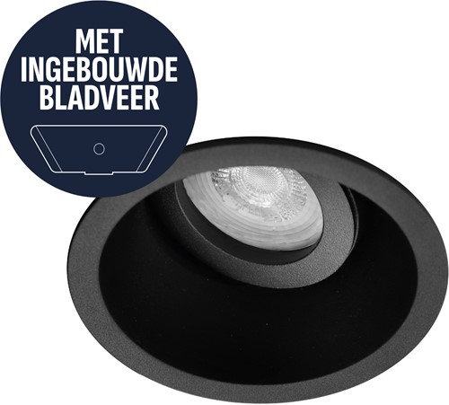 Pragmalux Inbouwspot met bladveren Zena Rond Kantelbaar zwart RAL9004 - Incl. GU10 Fitting
