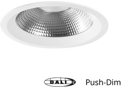 Pragmalux LED Downlight Mondial IP54 facet wit standaard 19,5W 2450lm 3000K-3500K-4000K 3-CCT CRI>90 UGR<19 60D BØ176 - GØ150-160 +TCI DALI Driver