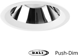 Pragmalux LED Downlight Mondial IP54 hoogglans wit standaard 19,5W 2275-2450lm 3000K-3500K-4000K 3-CCT CRI>90 UGR<19 60D BØ176 - GØ150-160 +TCI DALI Driver