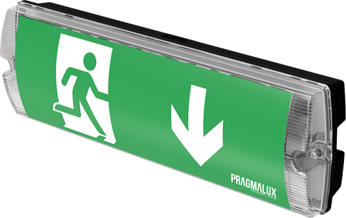 Pragmalux PICTO Opbouw Noodverlichting IP65 3W 150lm 20m LifePO4 1uur Zwart Zelftest 