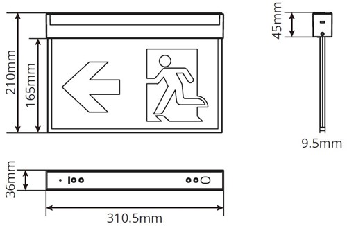 Pragmalux UNI Noodverlichting Vluchtwegverlichting 3W 60lm 24m LifePO4 1uur Wit Zelftest-7