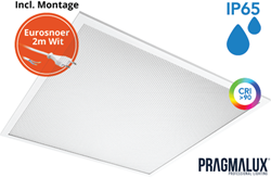Pragmalux LED Paneel 60x60cm Sigma G2 IP65 CRI>90 26-37W 5000K-6500K 2-CCT 3700-5300lm UGR<19 +Driver incl. eurosnoer 2m wit(4x14W/4X18W)
