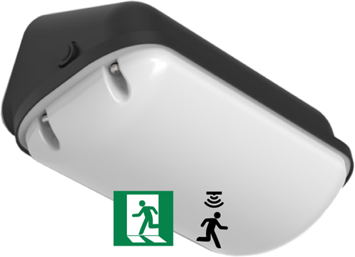 Pragmalux LED Gevelarmatuur Deca IP65 6.5-12W 3000K-4000K 2-CCT 650-1100lm Zwart + Bewegingssensor & Noodmodule 3uur zelftest