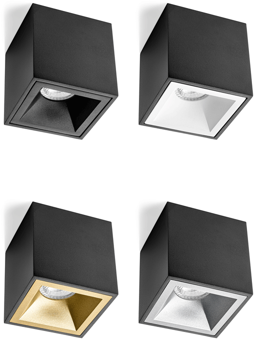 Pragmalux overflademonteret spot Cinto firkantet sort RAL9004 - inklusive GU10 fitting