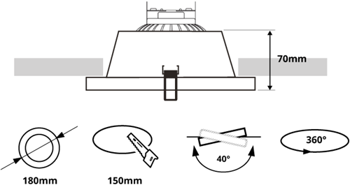 Pragmalux Inbouwspot Dome AR111 Rond Verdiept Kantelbaar wit RAL9003 - Incl. G53 Fitting-2
