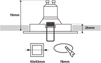 Pragmalux Inbouwspot Ados Vierkant Zwart - Incl. GU10 Fitting-1