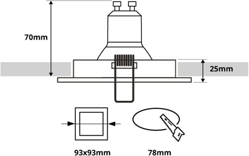 Pragmalux Inbouwspot Ados Vierkant Zwart - Incl. GU10 Fitting-1