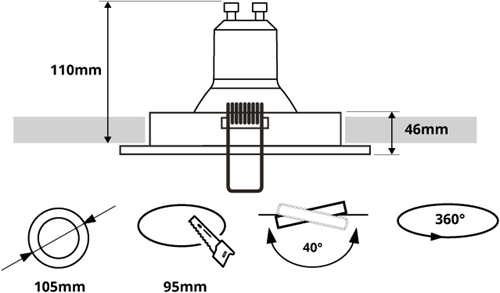 Pragmalux Inbouwspot Dome Rond Verdiept Kantelbaar Wit - Incl. GU10 Fitting-1