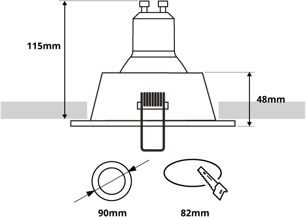 Pragmalux tilbagetrukket spot Mido rund sort RAL9004/guld RAL1003 - inkl. GU10 Fitting