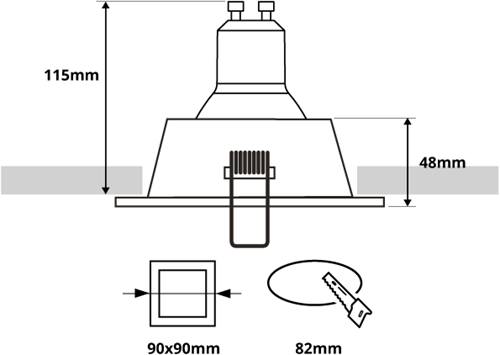 Pragmalux Inbouwspot Mido Vierkant Zwart - Incl. GU10 Fitting-2