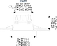 Pragmalux LED Downlight Essence G2 IP54 wit verdiept max. 21W 3000K-6000K 3-CCT max. 2450lm 100D Ø226 Buitenmaat - Gatmaat Ø200 excl. LED Driver-2
