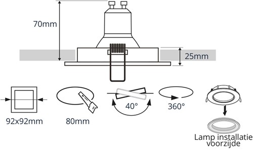 Pragmalux Inbouwspot Boxy Vierkant Kantelbaar Koper RAL1001 - Incl. GU10 Fitting-2