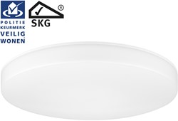 Pragmalux LED Plafonnière / Wandarmatuur Lumio-L Wit Ø400 IP65 IK10 12-31,5W 1375-4000lm 2700K-3000K-4000K 3-CCT UGR<19 + HF (5.8 GHz) bewegingssensor
