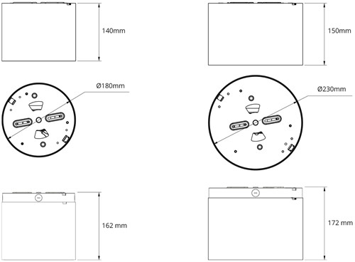 Pragmalux LED Downlight Mondial IP54 facet wit 3-fase track 13,5-25,5W 1700-3200lm 3000K-3500K-4000K 3-CCT CRI>90 UGR<19 60D Ø230x150(H) Buitenmaat +Philips driver-3