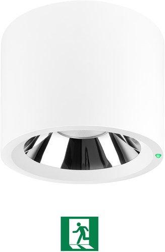 Pragmalux LED Downlight Mondial IP54 hoogglans wit opbouw 6-19,5W 725-2450lm 3000K-4000K 3-CCT CRI>90 UGR<19 60D Ø180x140(H) Buitenmaat +Philips driver & Noodmodule 1uur autotest