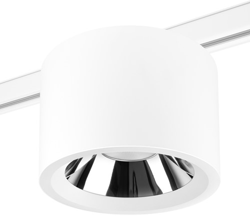 Pragmalux LED Downlight Mondial IP54 hoogglans wit 3-fase track 13,5-25,5W 1700-3200lm 3000K-3500K-4000K 3-CCT CRI>90 UGR<19 60D Ø230x150(H) Buitenmaat +Philips driver