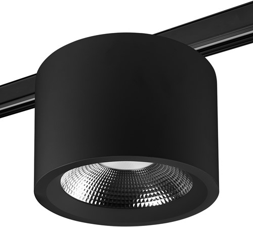 Pragmalux LED Downlight Mondial IP54 facet zwart 3-fase track 13,5-25,5W 1700-3200lm 3000K-3500K-4000K 3-CCT CRI>90 UGR<19 60D Ø230x150(H) Buitenmaat +Philips driver