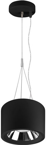 Pragmalux LED Downlight Mondial IP54 accessoire driepuntspendelset Ø120x25mm 2m zwart