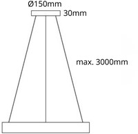 Pragmalux LED Opbouw-/pendelarmatuur Moon accessoire driepuntspendelset Ø140x25mm 3m Zwart-2