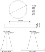 Pragmalux LED Opbouw-/pendelarmatuur Moon IP44 Ø320mm Prisma direct/indirect 14-28W 1650-3480lm 3CCT 3000-3500-4000K CRI90 Zwart - DALI-5