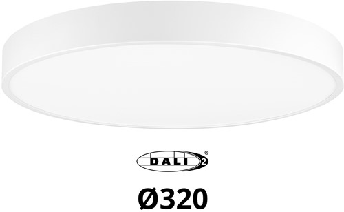 Pragmalux LED Opbouw-/pendelarmatuur Moon IP44 Ø320mm Opaal direct/indirect 14-28W 1650-3480lm 3CCT 3000-3500-4000K CRI90 Wit - DALI