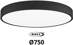Pragmalux LED Opbouw-/pendelarmatuur Moon IP44 Ø750mm Opaal direct/indirect 56-84W 6600-10400lm 3CCT 3000-3500-4000K CRI90 Zwart - DALI