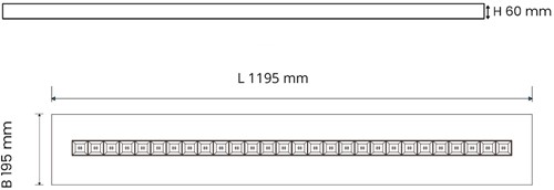Pragmalux LED Opbouwarmatuur Optic witte reflector 20x120cm 26-36W 3550-4750lm 3000K-3500K-4000K 3CCT CRI>90 UGR<16 zwart RAL9005 + Philips driver-2