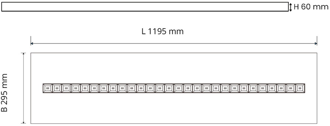 Pragmalux LED Overflademonteret armatur Optisk sort reflektor 30x120cm 26-36W 3200-4400lm 3000K-3500K-4000K 3CCT CRI>90 UGR<16 sort RAL9005 + Philips driver