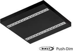 Pragmalux LED Opbouwarmatuur Optic hoogglans reflector 60x60cm 36W 4400-4800lm 3000K-3500K-4000K 3CCT CRI>90 UGR<16 zwart RAL9005 + Philips DALI driver