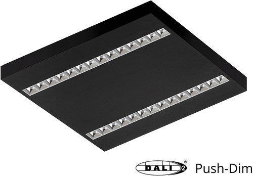Pragmalux LED Opbouwarmatuur Optic hoogglans reflector 60x60cm 36W 4400-4800lm 3000K-3500K-4000K 3CCT CRI>90 UGR<16 zwart RAL9005 + Philips DALI driver