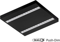 Pragmalux LED Opbouwarmatuur Optic matte reflector 60x60cm 36W 4350-4750lm 3000K-3500K-4000K 3CCT CRI>90 UGR<16 zwart RAL9005 + Philips DALI driver
