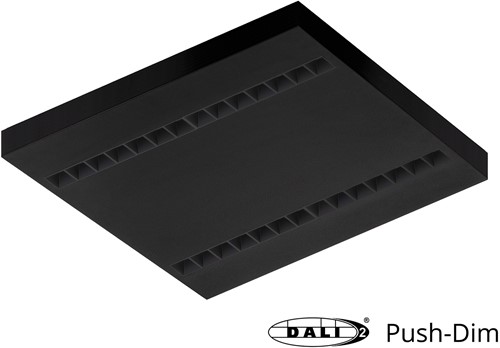 Pragmalux LED Opbouwarmatuur Optic zwarte reflector 60x60cm 36W 4050-4400lm 3000K-3500K-4000K 3CCT CRI>90 UGR<16 zwart RAL9005 + Philips DALI driver