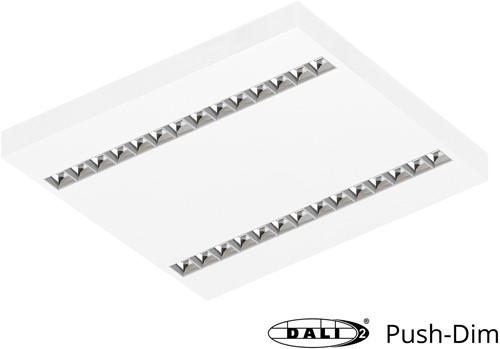 Pragmalux LED Opbouwarmatuur Optic hoogglans reflector 60x60cm 36W 4400-4800lm 3000K-3500K-4000K 3CCT CRI>90 UGR<16 wit RAL9003 + Philips DALI driver