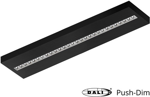 Pragmalux LED Opbouwarmatuur Optic hoogglans reflector 30x120cm 36W 4400-4800lm 3000K-3500K-4000K 3CCT CRI>90 UGR<16 zwart RAL9005 + Philips DALI driver