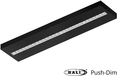 Pragmalux LED Opbouwarmatuur Optic matte reflector 30x120cm 36W 4350-4750lm 3000K-3500K-4000K 3CCT CRI>90 UGR<16 zwart RAL9005 + Philips DALI driver