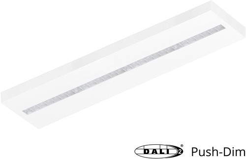 Pragmalux LED Opbouwarmatuur Optic transparant reflector 30x120cm 36W 4400-4800lm 3000K-3500K-4000K 3CCT CRI>90 UGR<16 wit RAL9003 + Philips DALI driver