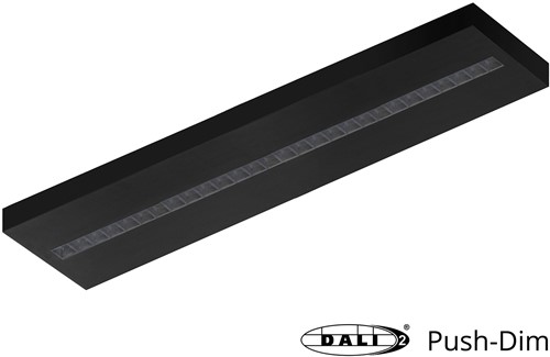 Pragmalux LED Opbouwarmatuur Optic transparant reflector 30x120cm 36W 4400-4800lm 3000K-3500K-4000K 3CCT CRI>90 UGR<16 zwart RAL9005 + Philips DALI driver