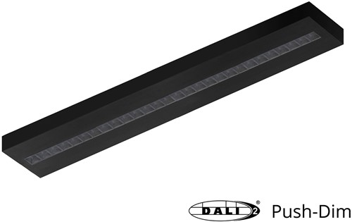 Pragmalux LED Opbouwarmatuur Optic transparant reflector 20x120cm 36W 4400-4800lm 3000K-3500K-4000K 3CCT CRI>90 UGR<16 zwart RAL9005 + Philips DALI driver