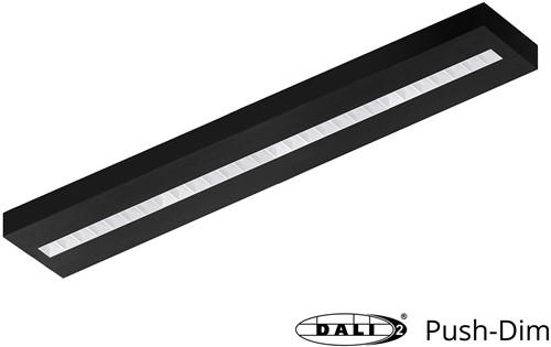 Pragmalux LED Opbouwarmatuur Optic witte reflector 20x120cm 36W 4350-4750lm 3000K-3500K-4000K 3CCT CRI>90 UGR<16 zwart RAL9005 + Philips DALI driver