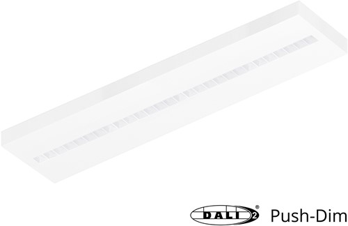 Pragmalux LED Opbouwarmatuur Optic witte reflector 30x120cm 36W 4350-4750lm 3000K-3500K-4000K 3CCT CRI>90 UGR<16 wit RAL9003 + Philips DALI driver